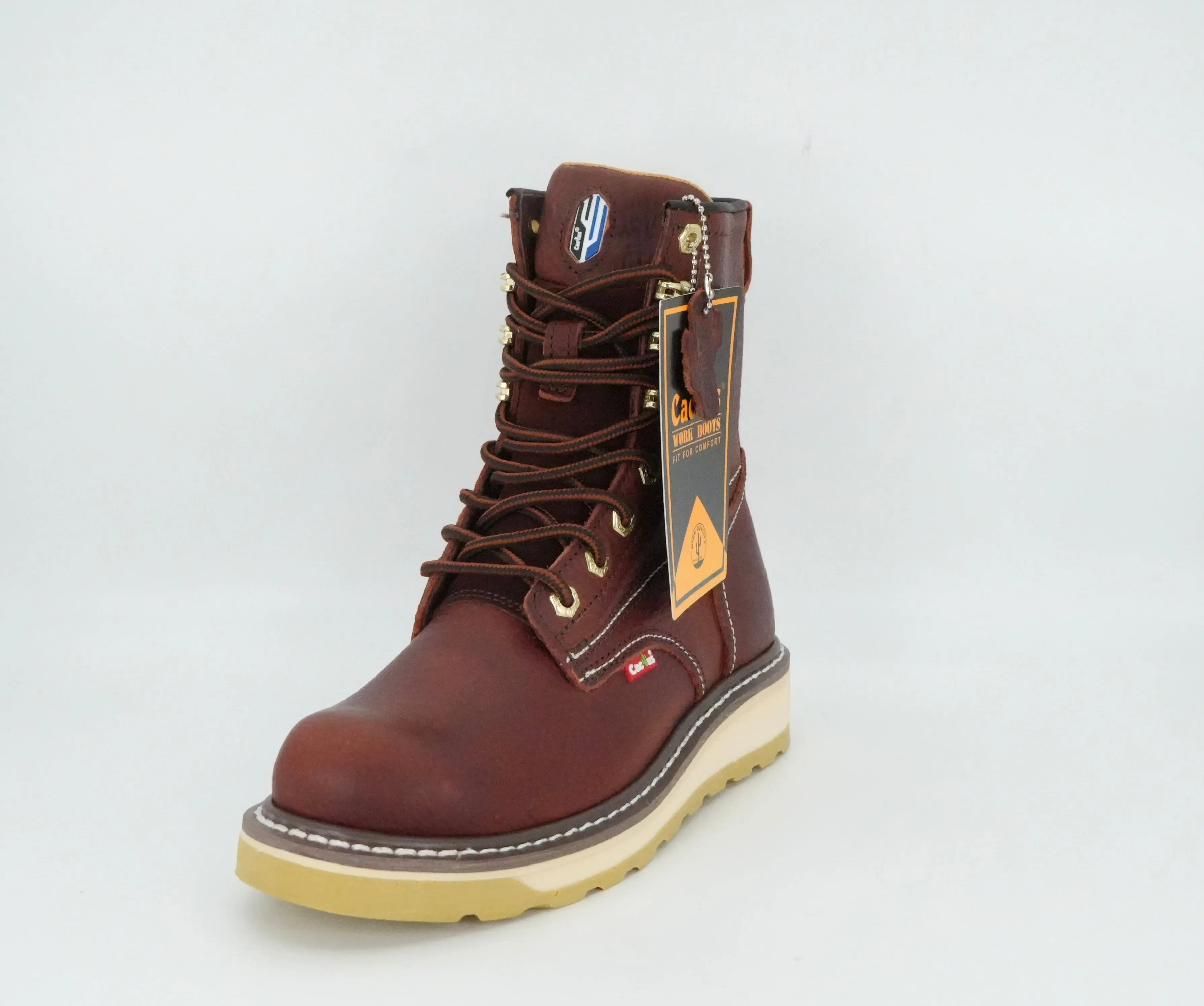 Cactus Men's Leather Lace Up Work Boot - Wine Cactus Men's Leather Lace Up Work Boot - Wine