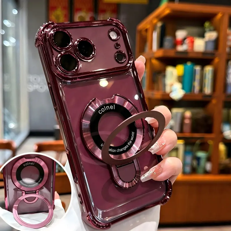 Magnetic Suction Stand iPhone Case with Airbag Anti-Drop Protection for iPhone 18Pro Max 17 16 15 14 13 16 Pro Max 15 Pro Max 14 Pro Max Shockproof Cover Protector Cellphone