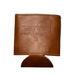 Driftwood Leather Foldable Can Koozie - Durable Cup Holder and Perfect Drinkware for Outdoor Enthusiasts