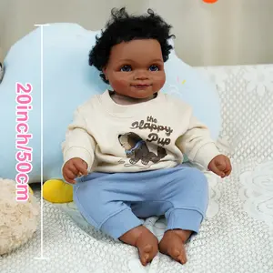 VACOS 20-Inch Realistic Dark Brown Skin Reborn Newborn Doll with Soft 3D Skin Art, Lifelike Touch, and Intricate Facial Features - Perfect for Collectors and Doll Enthusiasts