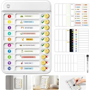 Chore Chart for Kids, Checklist Planning Board with Sliders, 19 Personalizable Sheets and Magnetic Marker, ADHD Tools for Kids to Do List Routine Chart Visual Schedule Board with Stand