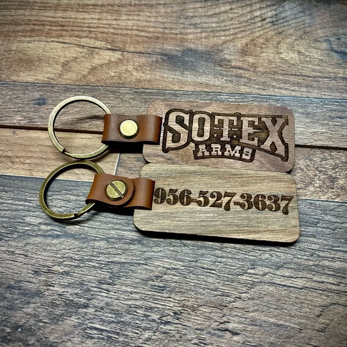 Custom QR Code Engraved Wood Keychain for Business Promotion