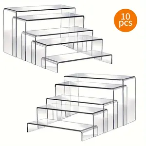 10/12/15/20pcs Acrylic Risers for Display Clear Acrylic Riser Display Stands Acrylic Display Risers for Show Cupcake, Jewelry, Perfume And More, 3/5 Different Sizes(large&small)