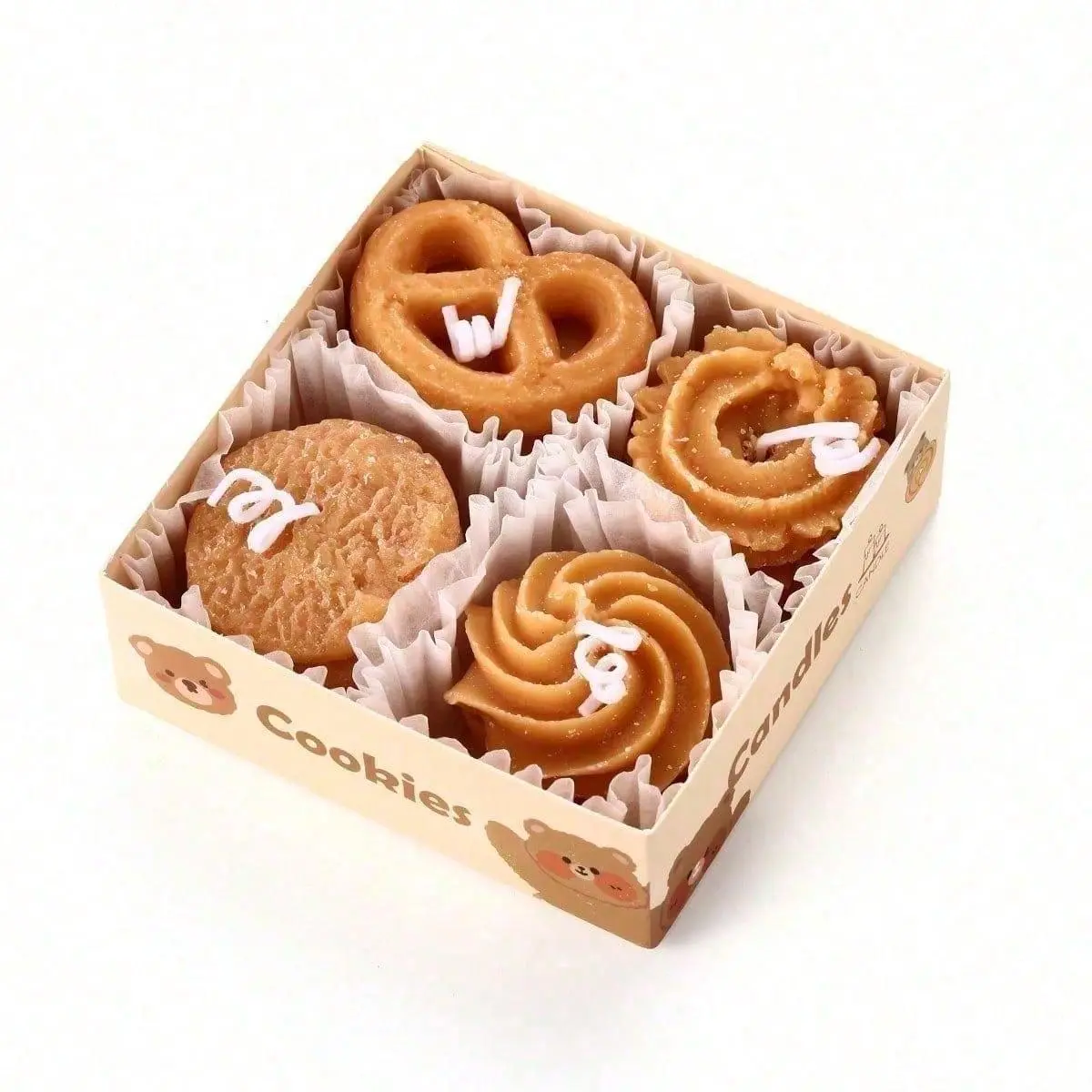 4-Piece Vivid Cookie-Style Scented Aroma Candles - Coffee Milk Fragrance for Home, Kitchen Decoration, Cozy Bathroom Use