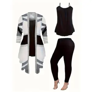 Casualfashionprintedlargesizewomen'sthree-pieceset