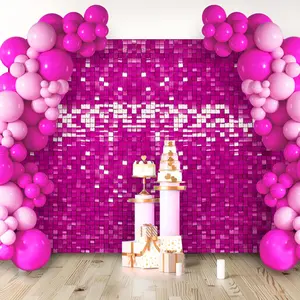 Shimmer Wall Backdrop Hot Pink Shimmer Wall Panels Glitter Photo Background Sequin Backdrop for Birthday Anniversary Wedding Engagement Decoration