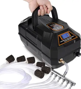 hygger Rechargeable Aquarium Pond Air Pump, Powerful Quiet Commercial Tank Air Pump with Hose Air Stone Check Valve Adjustable Flow Diverter Valve for Fishing Yacht/Power Outages/Hydroponic