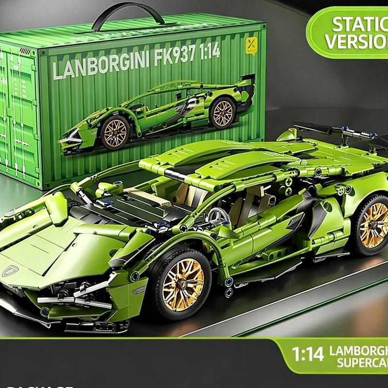 Compatible Lego Small Particle Lamborghini Bull Racing Car Model Building Blocks 1:14 Series Toy Car, Kids Construction Set