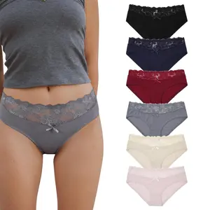 LEVAO 6 Pack Cotton Bikini Womens Underwear Hipster Lace Panties Soft Stretch Breathable Low Rise S-XL