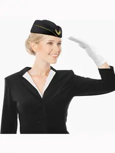 10 Piece Flight Attendant Hat Set, Fitted Wool Cap Uniform, Airline Pilot Hats, Ballroom Performance, Role Play Party Caps