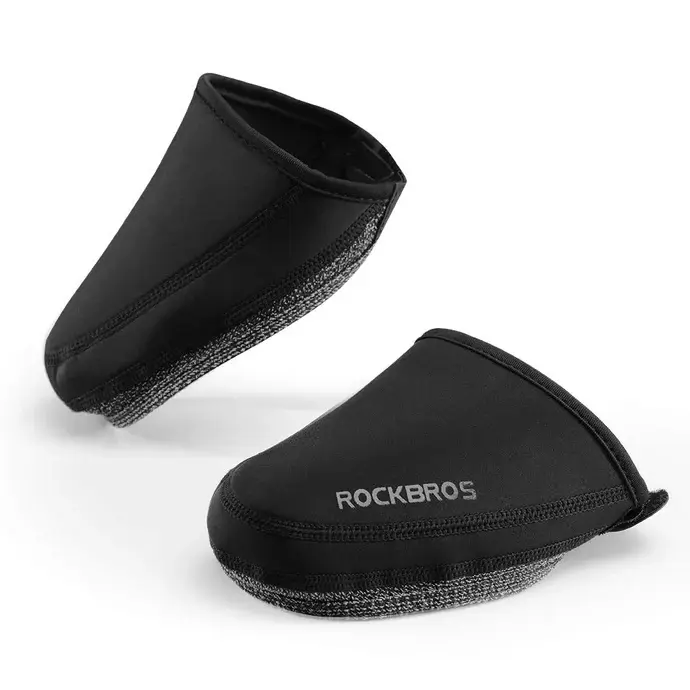 ROCKBROS Thermal Windproof Cycling Shoe Toe Covers, Cold Weather Design with Fixed Straps, Kevlar Bottom for MTB/BMX, Multi-Size Options