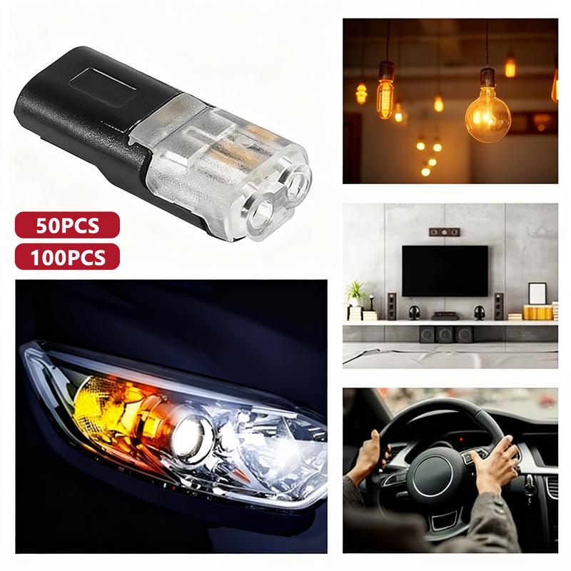 100-Pack Quick-Clip Fasteners, Low Voltage Wire Connector, Double-Wire Plug-in Connector with Locking Buckle, Multi-Purpose Snap-On Blocks for DIY Crafting, Low-Voltage Decor & Model Kits, No-Tool Plastic Connectors