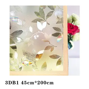 PVC Window Film, 45cm X 200cm Static Glass Sticker, Office Bathroom Living Room Bedroom, Leaf Pattern, No Adhesive, Recommended