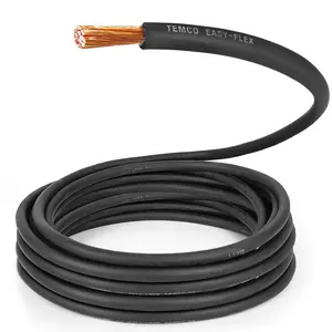 TEMCo 1 Gauge AWG 5 Ft Black Flexible Copper USA Welding Cable Battery Wire