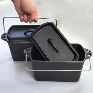 Cast Iron Loaf Oven Pan - 4.33"x4.92"x8.66" Loaf Pans Rectangular Baking Pan for home baking (Bread Pan, 2 x 2 QT)