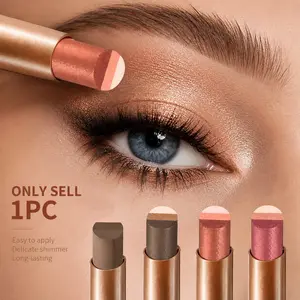 3-in-1 Easy Eyeshadow Stick for Beginners,SmudgeProof in Seconds, One-Stroke Application,Creamy Shimmer Trio Eyeshadow Stick Waterproof Longwear Liquid Eyeliner Color Changing Lip Oil Trio Waterproof Shiny Diamond Eyeshadow, Glitter Eyeshadow Stick