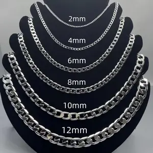 Men's 925 Sterling Silver Color Necklace 2/4/6/8/10/12MM 40-75cm Face Chain Necklace Lobster Clasp Men Women Engagement Jewelry Gifts 2026 New Gift for you