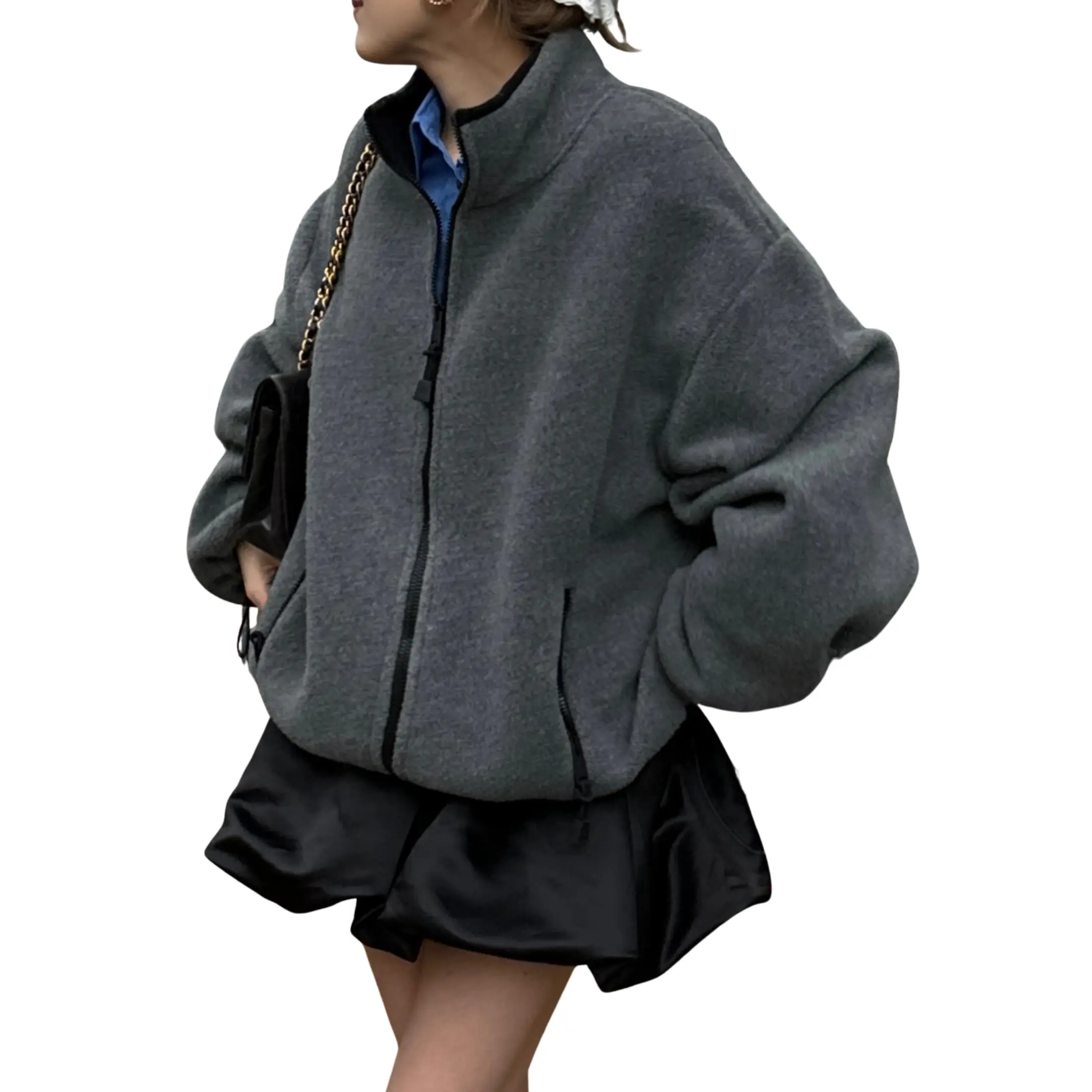 Mibbory Fleece Jacket for Women Zip Up Outerwear Coat 2026 Fashion Fall Winter Casual Classic-Fit Polar Soft Full-Zip Zip Up Zipper Up Jackets With Pocket Coats