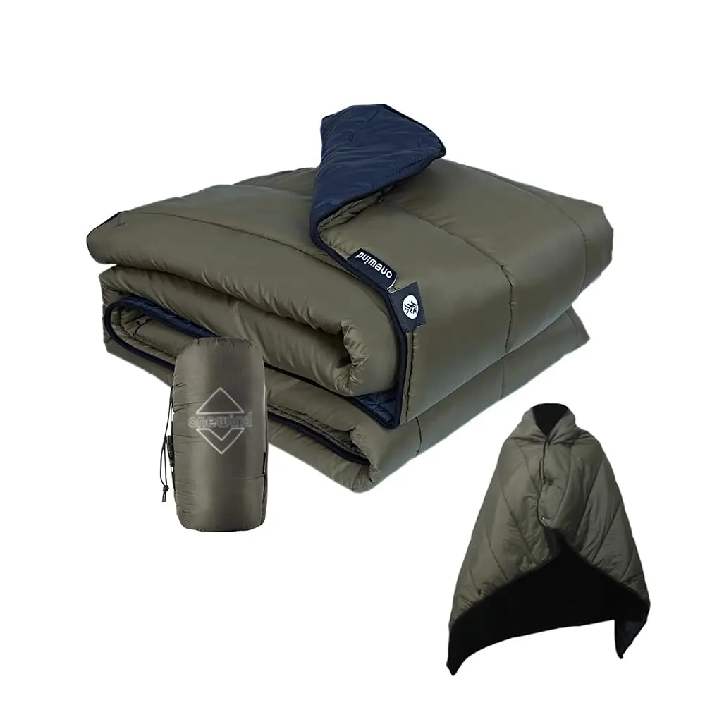 OneWind Camping Blanket - Recycled Nylon Fabric, Dupont Sorona Fill, Warm, Puffy, Breathable, Windproof, Waterproof, Packable, Lightweight Camping Quilt for Outdoor Hiking, Emergency Thermal Use, Emergency Thermal Blanket, Waterproof Blankets