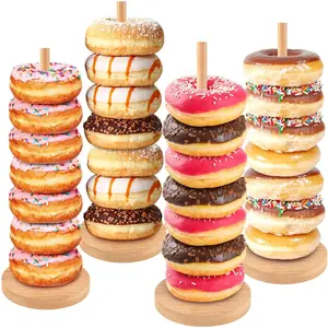4 PCS Donut Stand for Dessert Table, Donut Holder, Bagel Holder, Donut Display Doughnut Tower Stand for Party, Birthday, Wedding, Baby Shower Decoration
