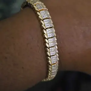 ICED CHICS 9mm Unisex's Cool Fashionable Snake Bone Polygonal Hip-hop High Quality Bracelet, Luxurious Sparkling Synthetic Gemstones Bracelet for All Occasions