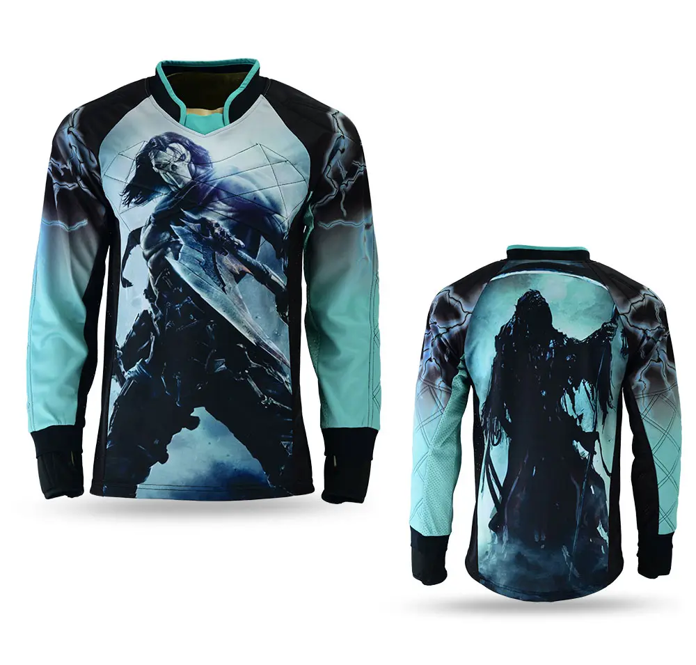 Galaxy High Quality Paintball Long Sleeve Padded Lightweight Jersey Death Character Green - 1003