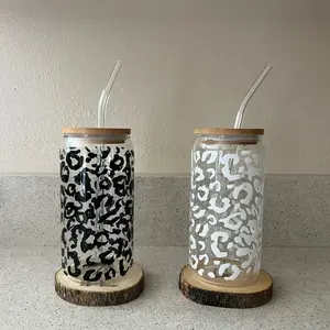 Cheetah Print glass cup