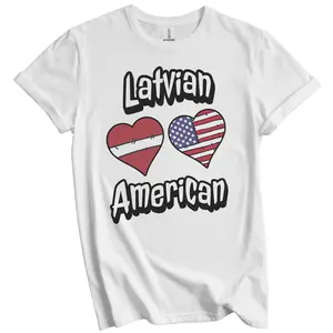 Latvian American Flag Hearts Combo Latvia T-Shirt