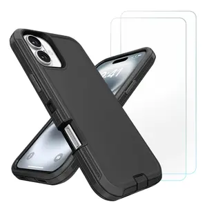 Entronix Bundle Compatible with iPhone 17 - Heavy Duty Case & 2 Clear Screen Protectors