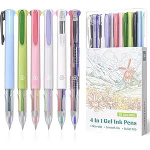 6 count Multicolor Pen, 0.5mm Colored Gel Pens, 4-in-1 Multicolor Gel Ink Pens, 18 Colors Retractable Ink for Office, School &  to School Supplies & Nurse Accessories for Work