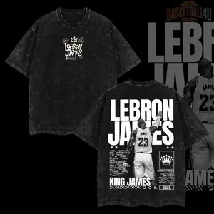 LeBron James Legendary T-Shirt Washed Retro Vintage Limited Edition Classic 100% Premium Cotton Black Men's Top
