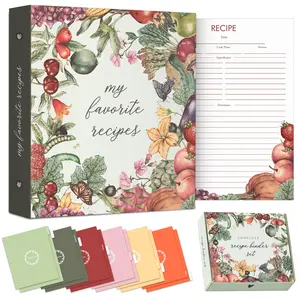 Recipe book for own recipes to Entertain and Delight: 3 Ring Binder 8.5x11 Full-Page with Clear Protective Sleeves A Comprehensive Recipe Binder to organize your family recipe book by category. (Multicolor)