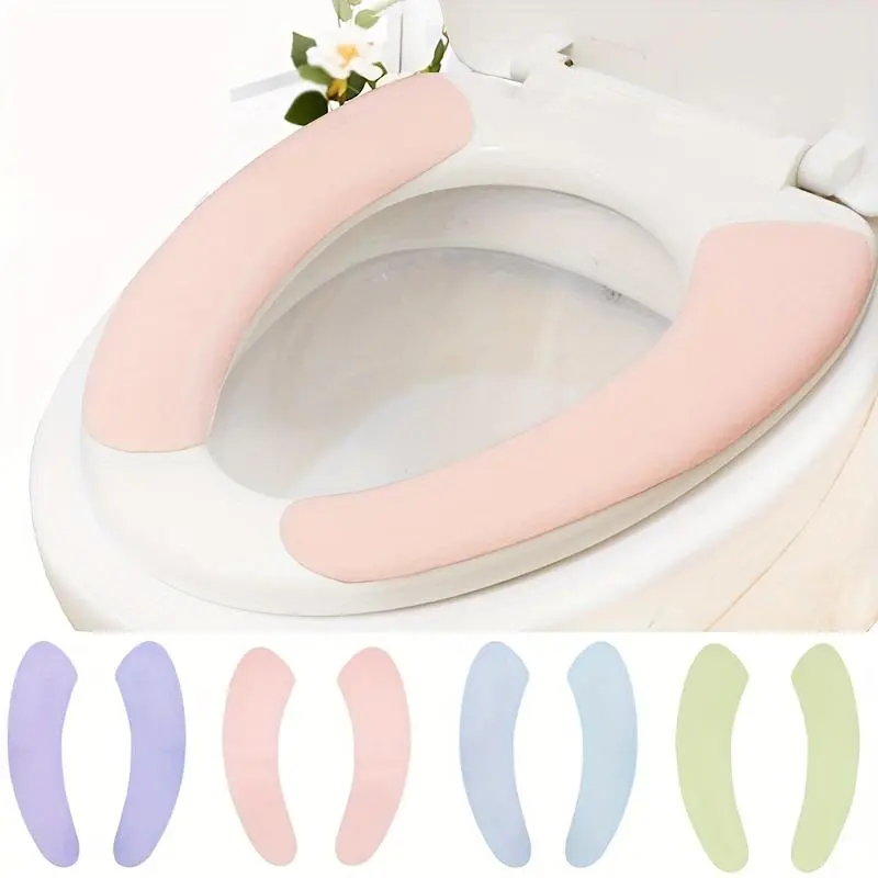 4-Pack Universal Adhesive Toilet Seat Cushions, Waterproof Plush Adhesive Toilet Seat Covers, Suitable for All Seasons, Adhesive Toilet Seat Rings, Toilet Pads, Toilet Stickers