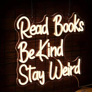 USB Powered Reading Books LED Display Sign, Creative Wall Mounted Neon Sign, Decorative Light for Bookstores, Libraries, Classrooms, Schools, Led Signs