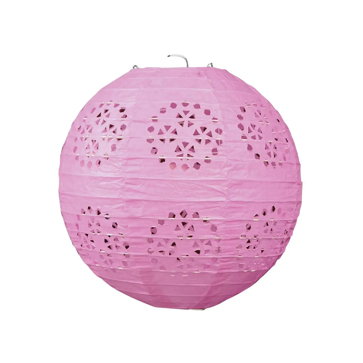11" x 11 3/4" Pink Lace Design Hanging Paper Lanterns - 12 Pc.