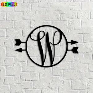 1pc Monogram Arrow Metal Wall Art, Stylish Monogram Arrow Statue Mural, Ideal Gift for New Year, Christmas, Decor Enthusiasts, Rust-Resistant Metal Wall Decor Wall Sculptures, Perfect for Indoor Wall & Outdoor Fence, Unique  Home Accent