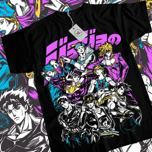 Jojo's Bizarre Anime T-Shirt & Sweatshirt, Family Jojo Char Jotaro Dio Graphic Tee, Vintage Oversized Unisex Streetwear, Manga Fan Gift for Men Women