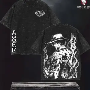 Portgas D. Ace Shirt – One Piece Washed Oversized Tee, Fire Fist Graphic, Retro Pirate Streetwear, Anime Gift for Fans 2025 RYT