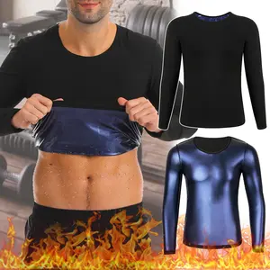 Menswear Long Sleeve Body Shaper Shapewear Sweat Sauna Suit Compression Vest Gym Exercise Comfortable Stretchy Workout Tank Top Fitness Shirt Clothes Outdoor Gamis Sports Fabric Fashion Polyester Spandex