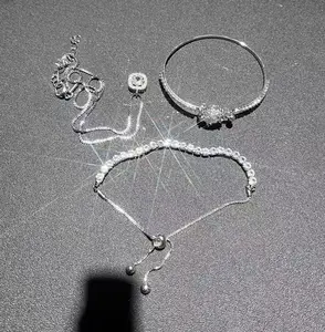 3Pcs Women's Elegant & Minimalist Zircon Jewelry Set, Fashionable & Unique Bracelet, Bangle & Necklace, Vintage Style Cubic Zirconia Jewelry, Perfect Gift for Girlfriend