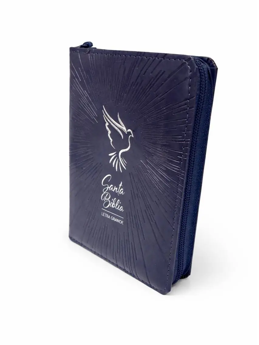 BIBLIA DE BOLSILLO Letra 9 puntos, con cierre e indice, color azul marino