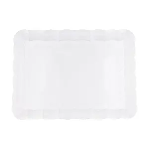 11" x 16" Clear Rectangular with Groove Rim Plastic Serving Trays