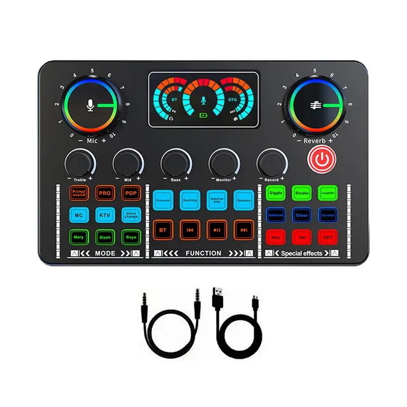 USB Rechargeable DJ Mixer with Audio Interface, Sound Converter, DJ Mixer Effect, Sound Card for Streaming, Podcast, Game, Studio Equipment