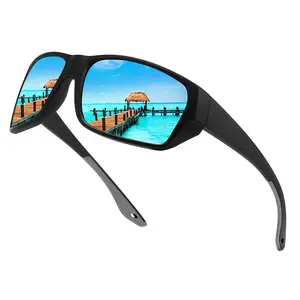 European And American Men'S And Women'S Outdoor Sports Colorful Polarized Sunglasses Cross-Border Square Frame Cycling And Driving Sunglasses
