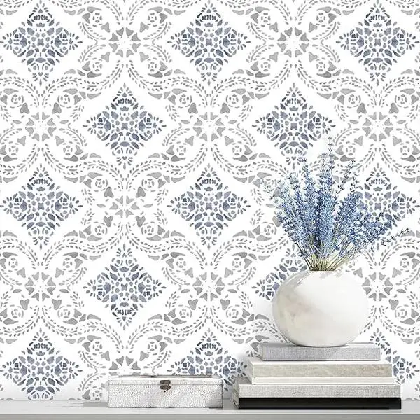 Peel and Stick Wallpaper Blue Boho Wallpaper for Bathroom Contact Paper Blue Self Adhesive Wall Paper Peel and Stick Vintage Removable Kitchen Backsplash Waterproof Vinyl 16.9in x 118.1in
