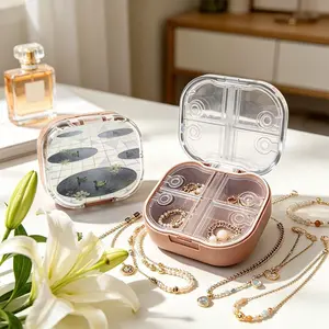 Duck Flock By Pond Mini Portable Double Layer Jewelry Box, Small Necklace Bracelet Organizer, Anti-tangle & Anti-oxidation, Multi-compartment, Compact Light Luxury Jewelry Storage Case