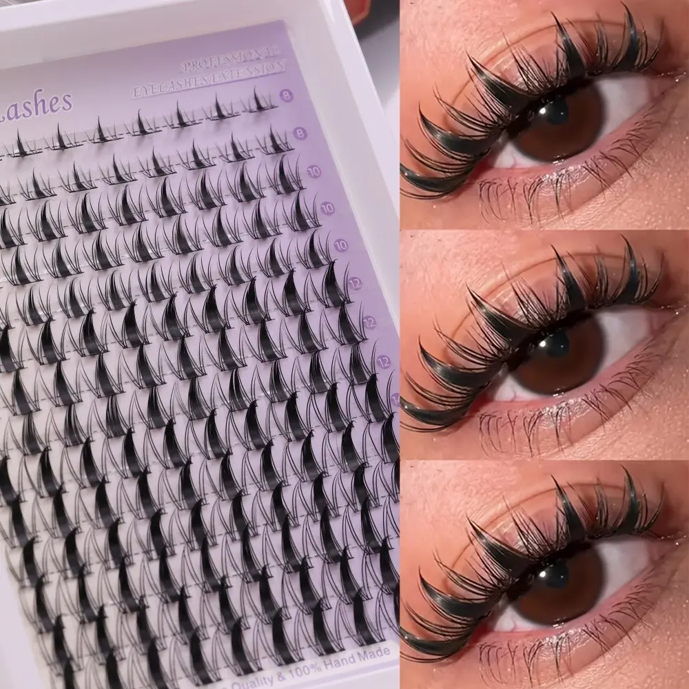 1 box of super fluffy DIY Personal Lashes eyelash extender, cartoon style cat eye effect, 14 rows of reusable false eyelashes, Fake Lashes, easy for beginners to use, natural and agile eyelash clusters, Eyelash Extensions