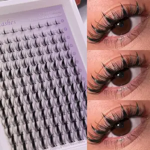 1 box of super fluffy DIY eyelash extender, cartoon style cat eye effect, 14 rows of reusable false eyelashes, easy for beginners to use, natural and agile eyelash clusters, Eyelash Extensions