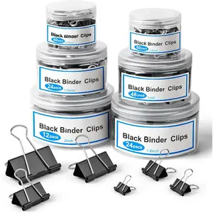 228 count Binder Clips Paper Clamps Assorted Sizes, Medium Small Mini and ,Black Metal Paper Binder Clip 6 Sizes for Office,  and School