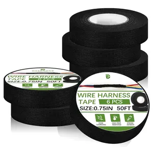 6 Rolls Wiring Harness Tape,High Temp 3/4 Inch x 50FT Heat Resistant Cloth Tape,Wiring Loom Harness for Automotive Engine Harness Wrap Protection, Noise Dampening, and  Protection